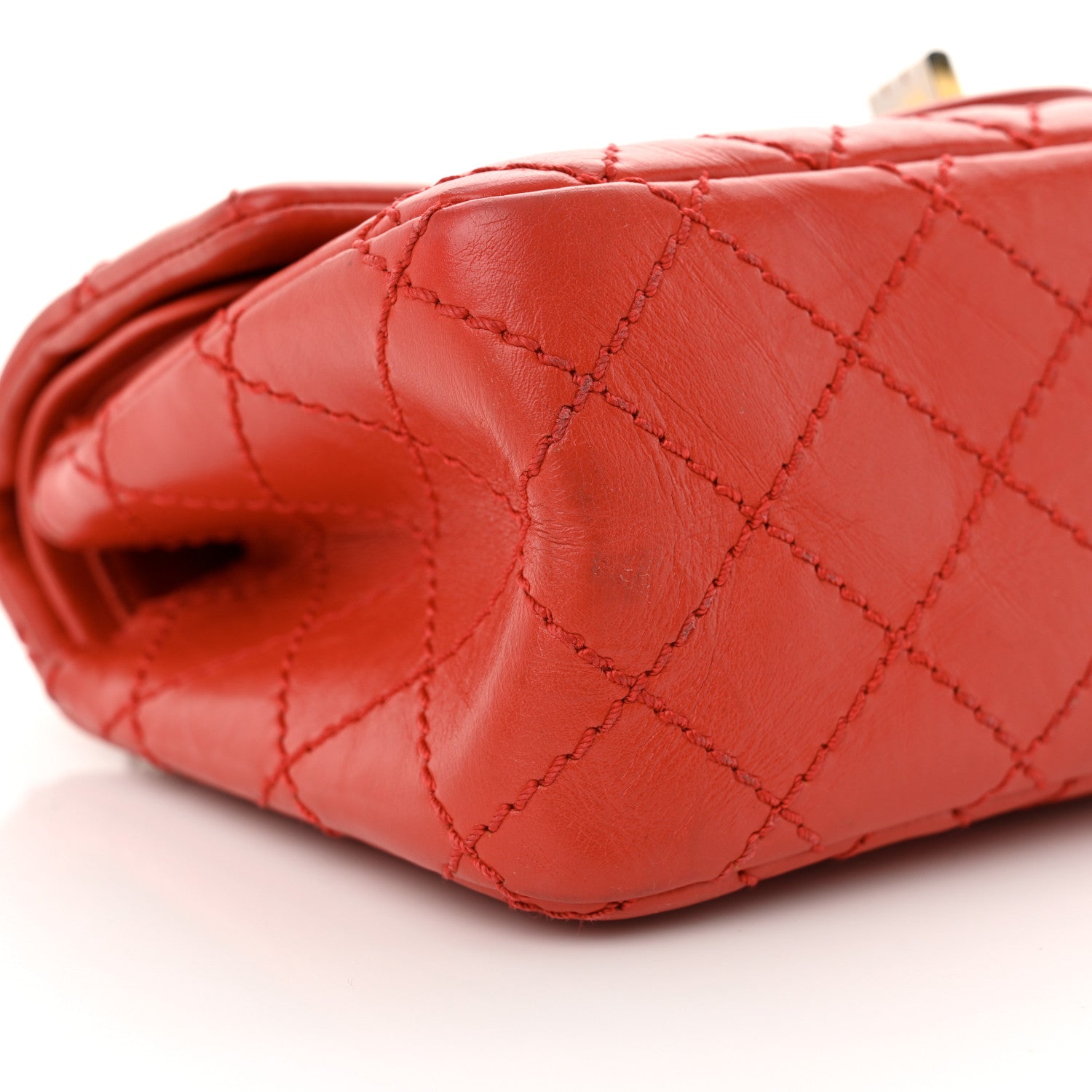 Aged Calfskin Quilted 2.55 Reissue Mini Flap Red
