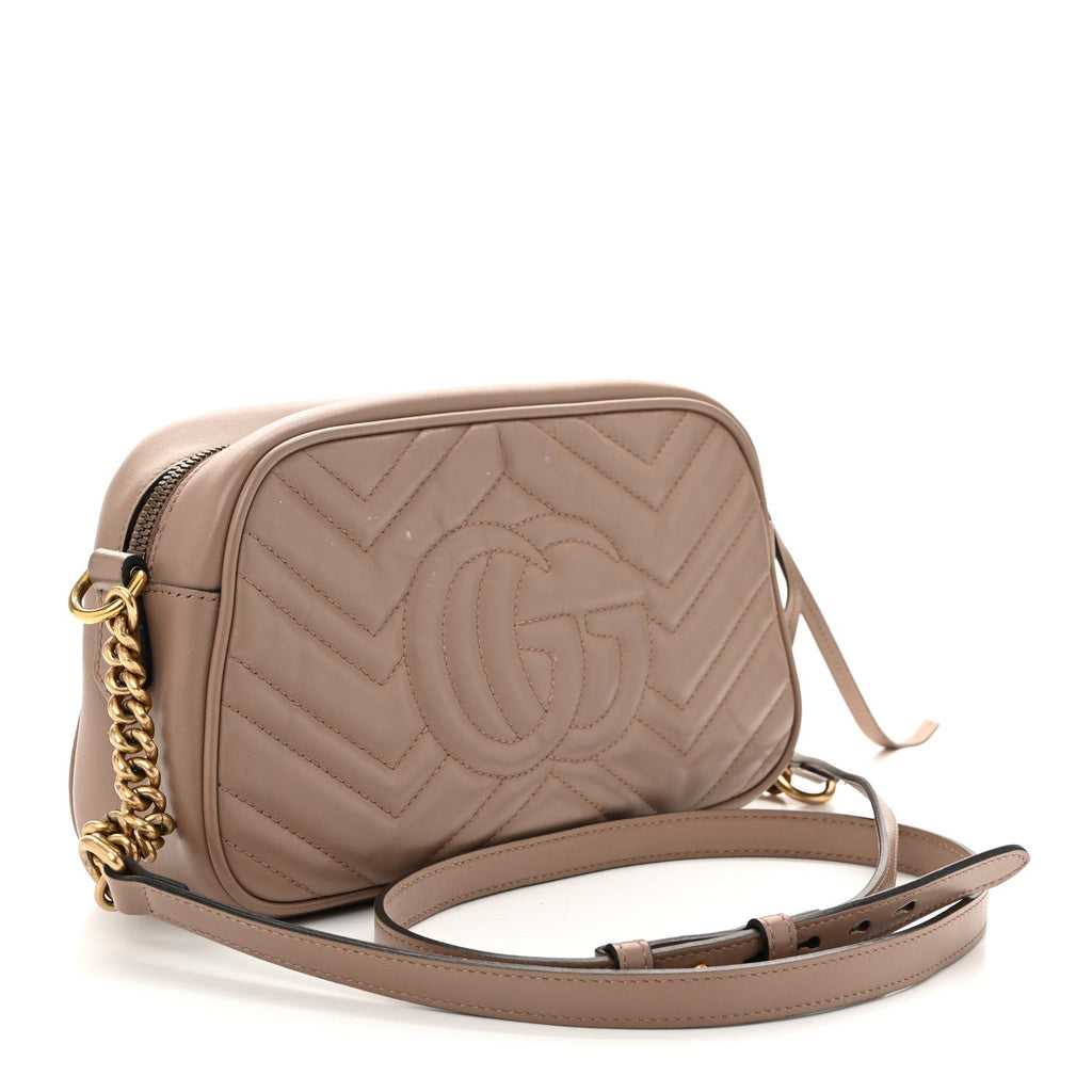Calfskin Matelasse Small GG Marmont Chain Shoulder Bag Porcelain Rose