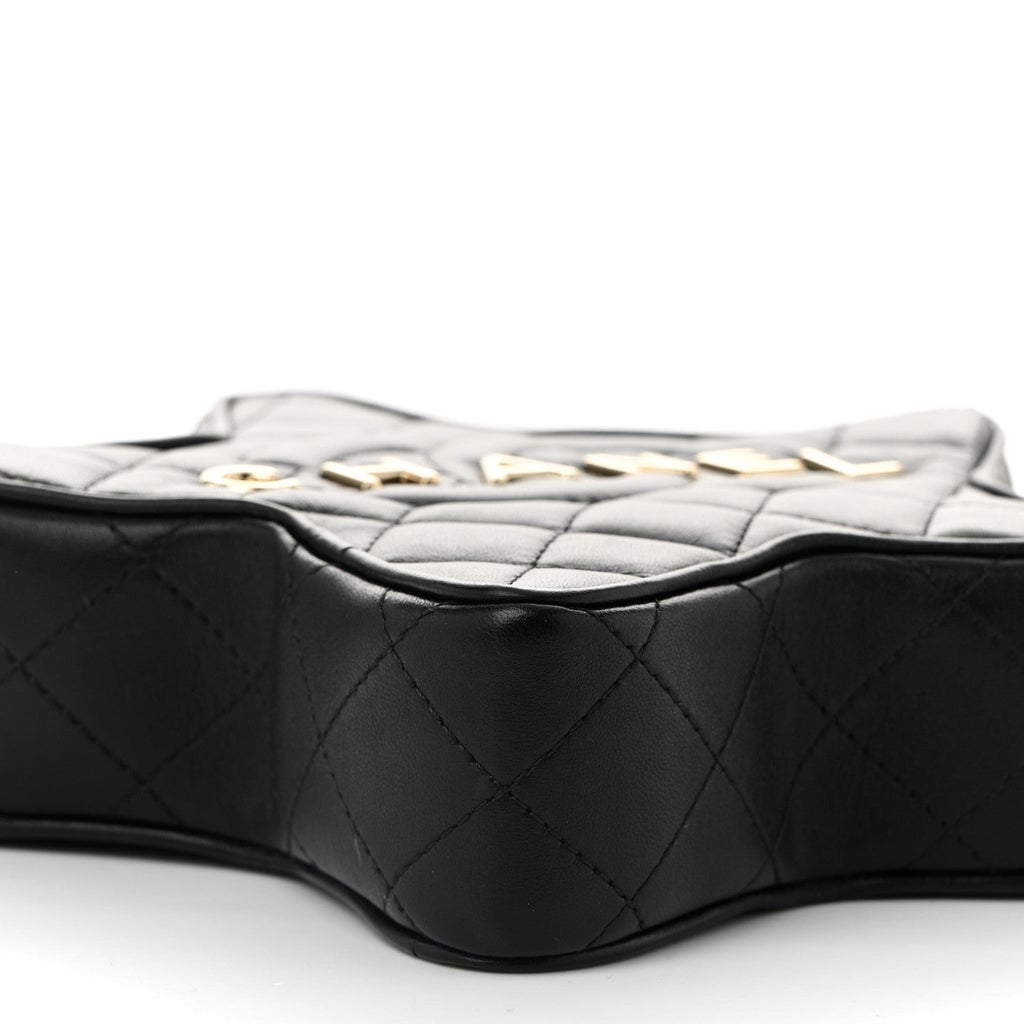 Lambskin Quilted Walk of Fame Star Bag Black