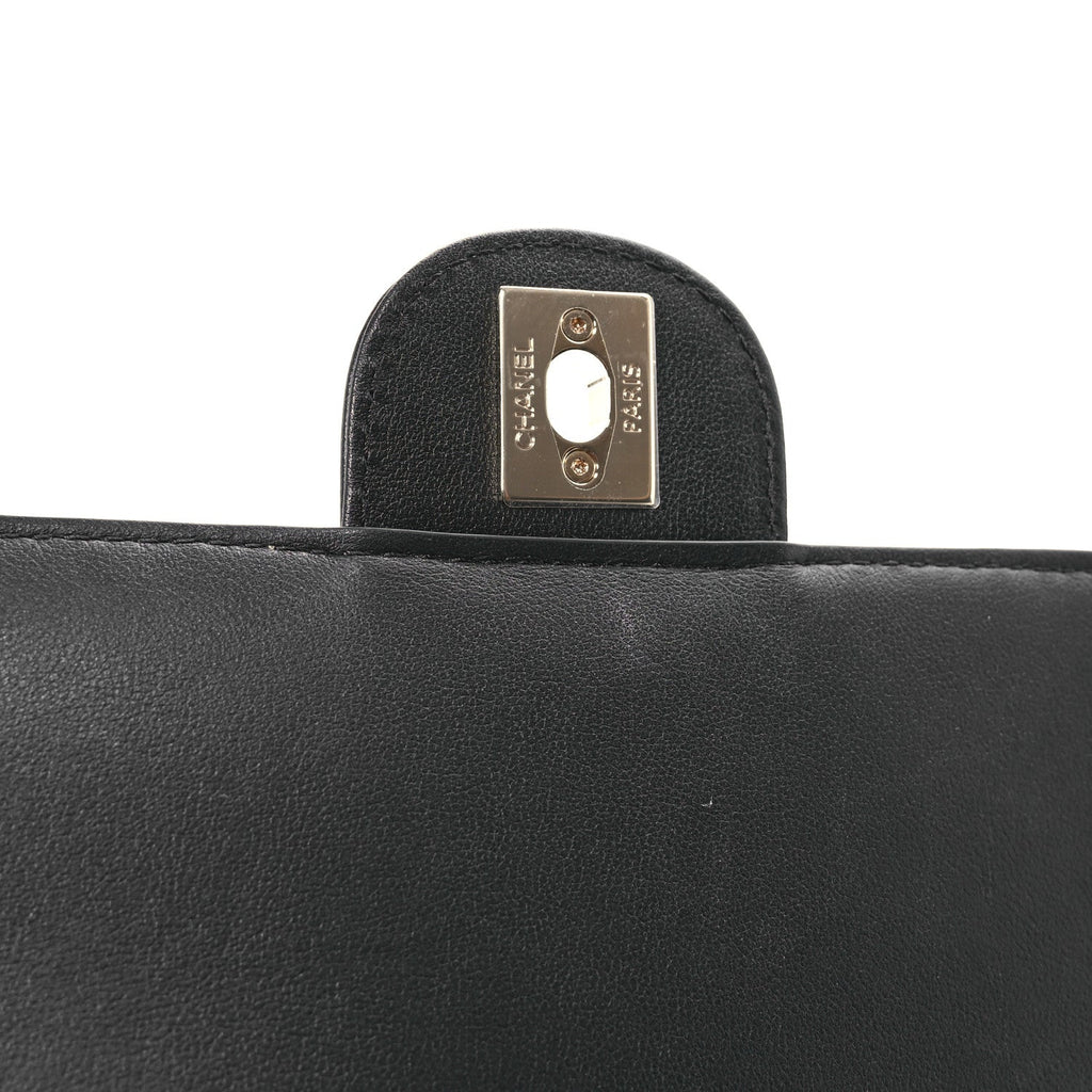 Calfskin Quilted Small Top Handle Flap Black