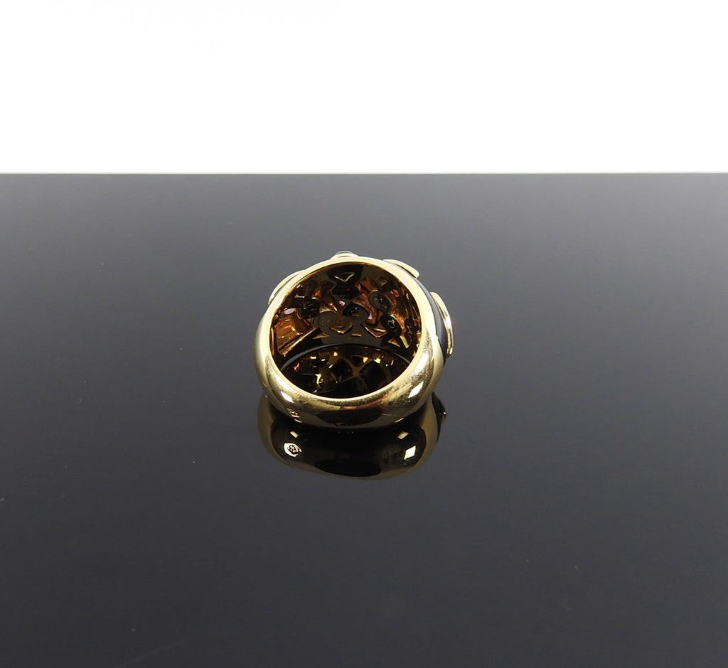 Cartier Vintage 1991 18k gold Tourmaline Emerald Enamel Ring - 49 / 4.75