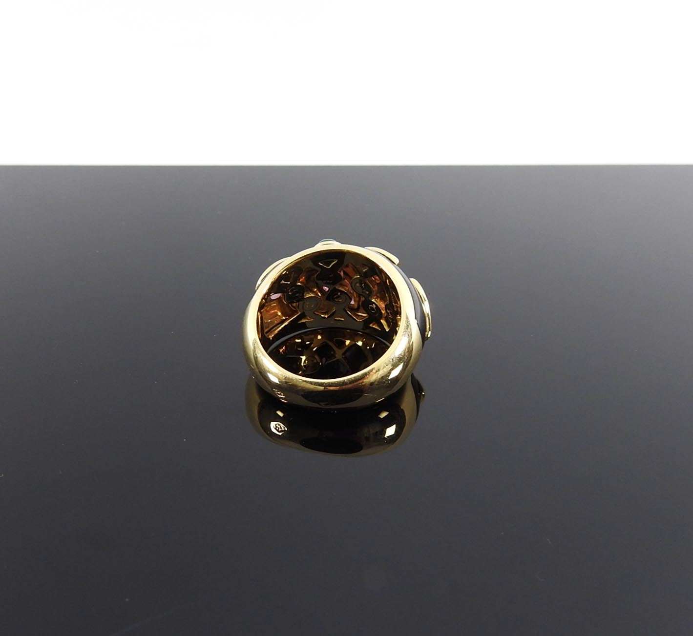 Cartier Vintage 1991 18k gold Tourmaline Emerald Enamel Ring - 49 / 4.75