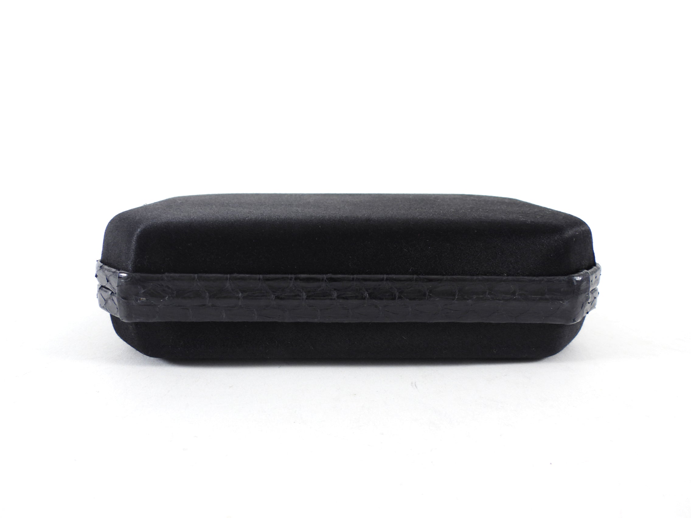 Cartier Vintage Panthere Black Silk Satin Python Evening Box Clutch Bag