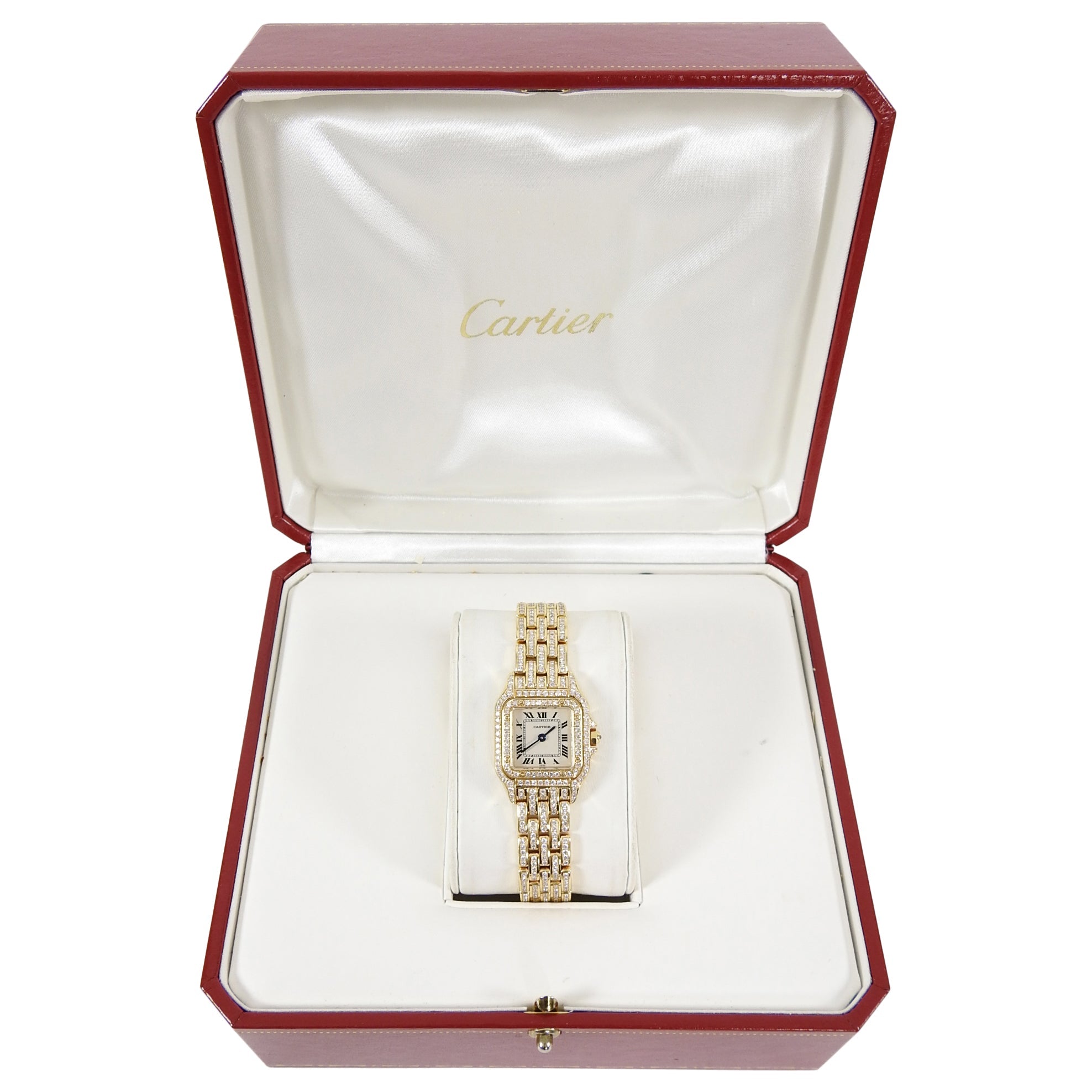 Cartier 18K Yellow Gold Mini 22mm Panthere Ladies Diamond Watch