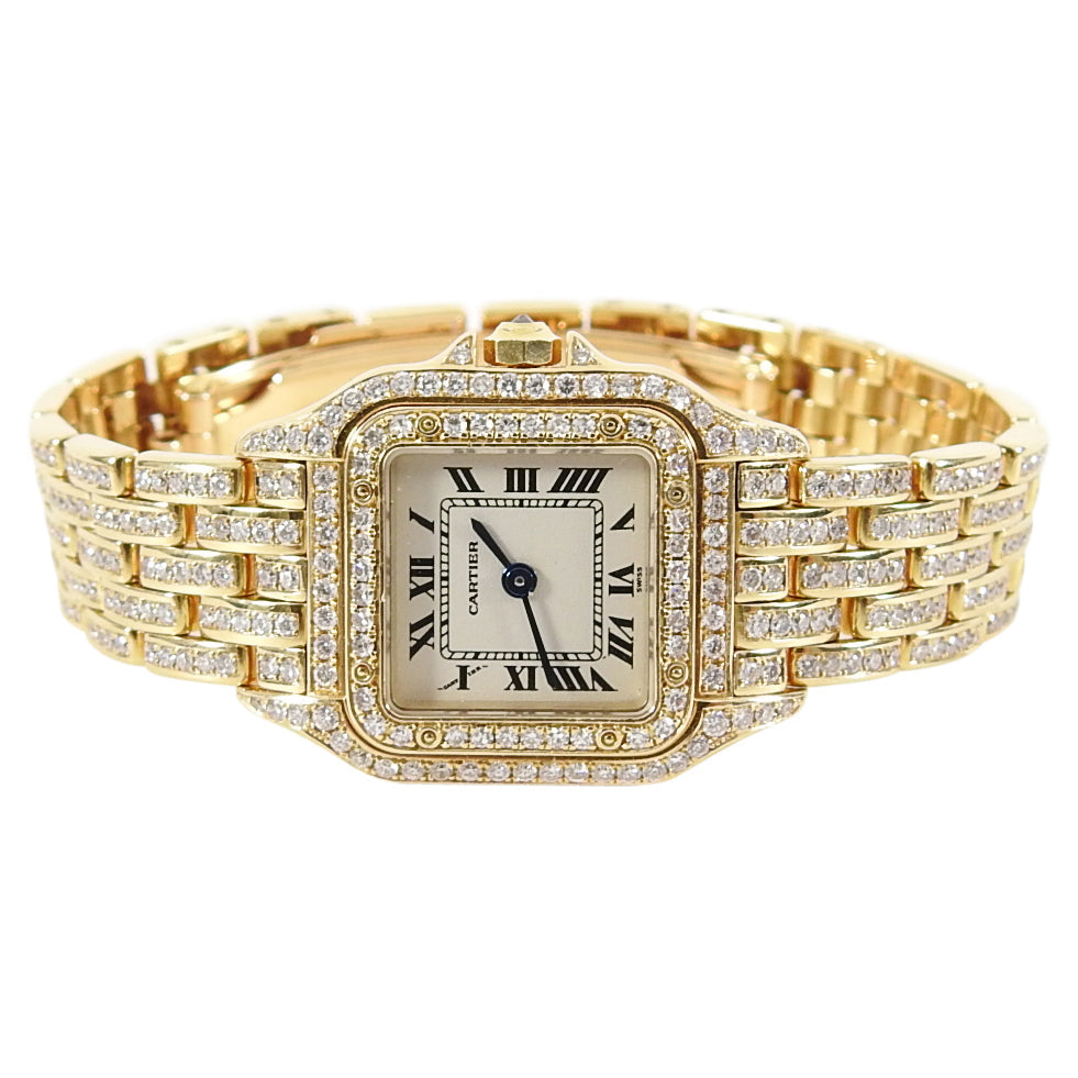 Cartier 18K Yellow Gold Mini 22mm Panthere Ladies Diamond Watch