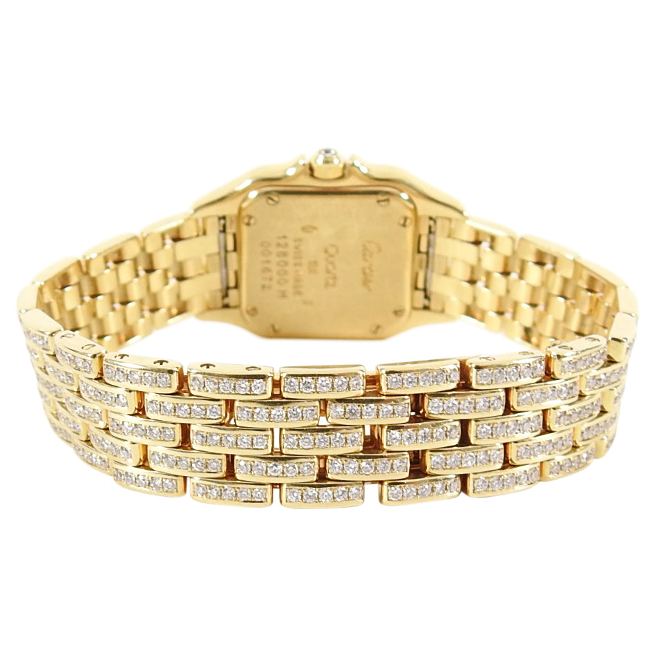 Cartier 18K Yellow Gold Mini 22mm Panthere Ladies Diamond Watch