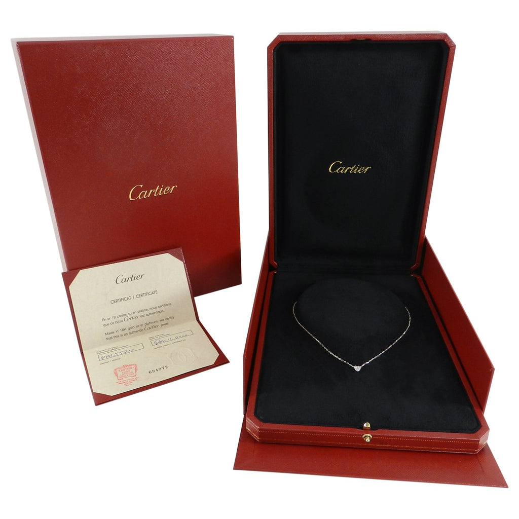 Cartier Heart of Cartier Mini 18k White Gold Diamond Heart Necklace