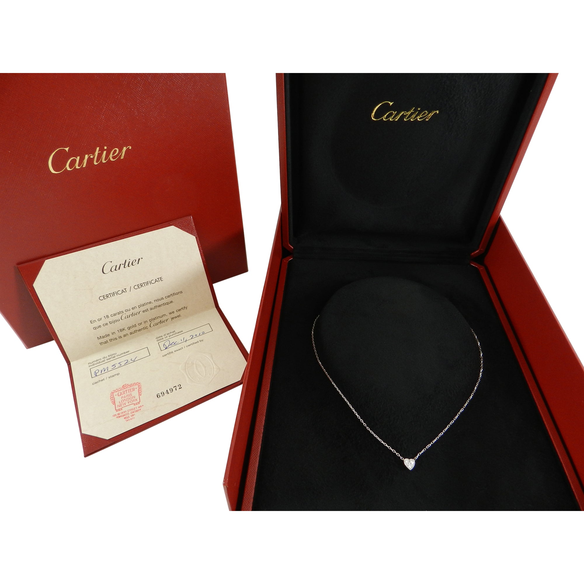 Cartier Heart of Cartier Mini 18k White Gold Diamond Heart Necklace