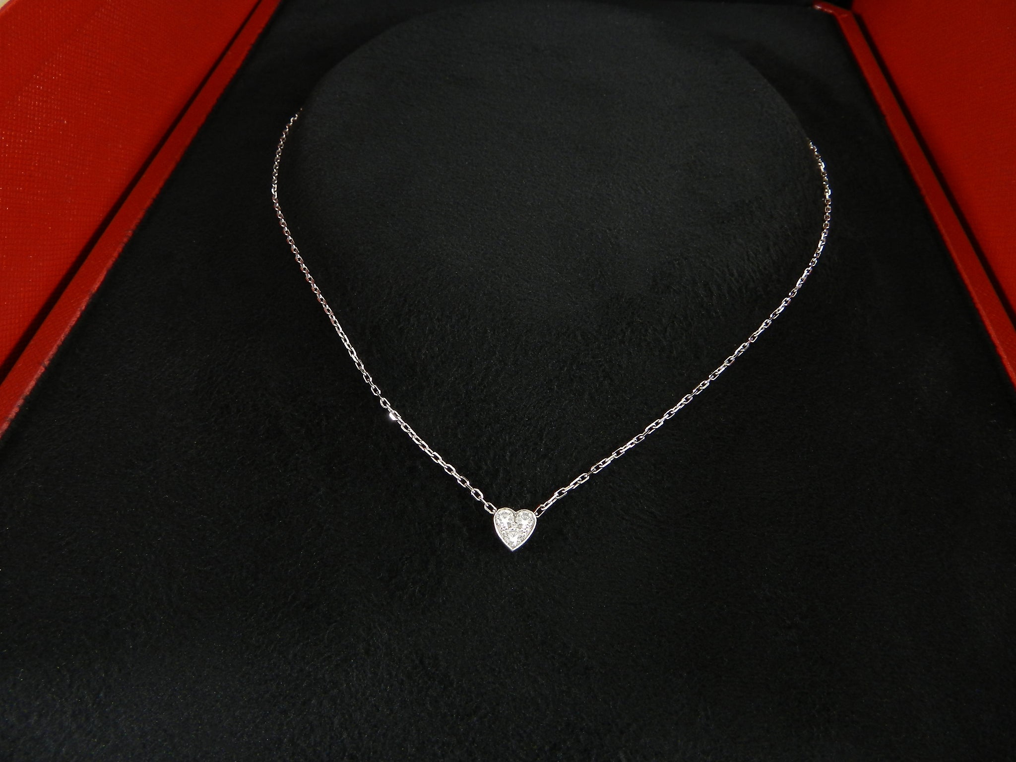 Cartier Heart of Cartier Mini 18k White Gold Diamond Heart Necklace