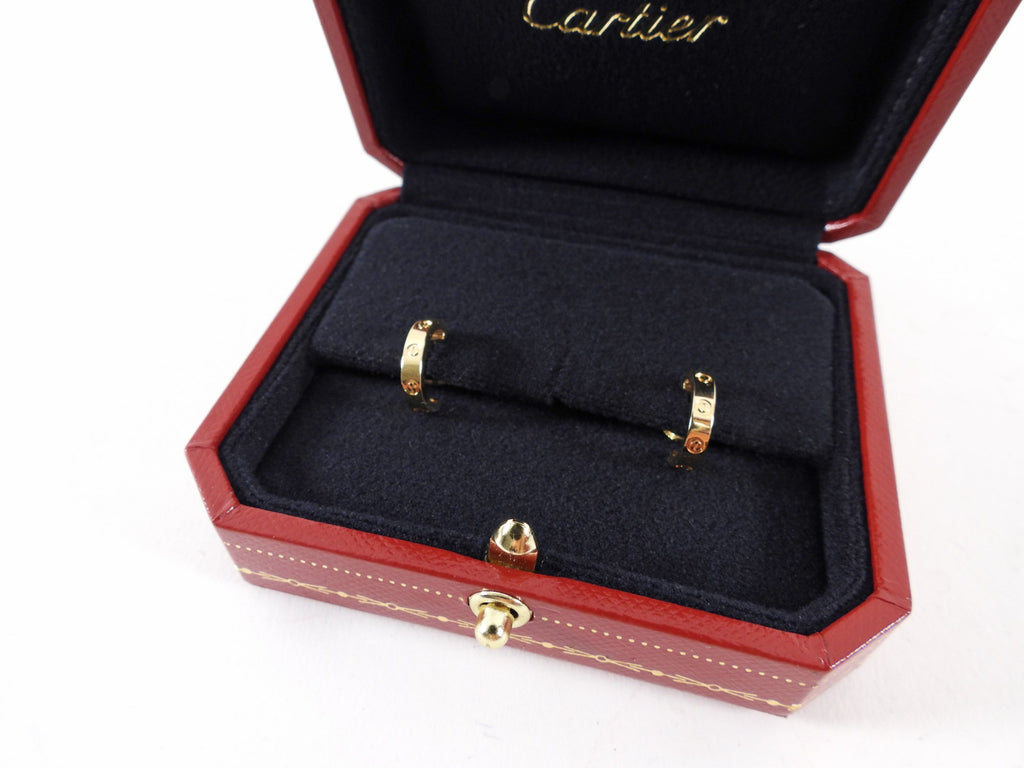 Cartier 18k Yellow Gold Love Hoop Earrings Small Model