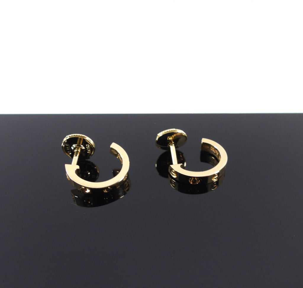 Cartier 18k Yellow Gold Love Hoop Earrings Small Model