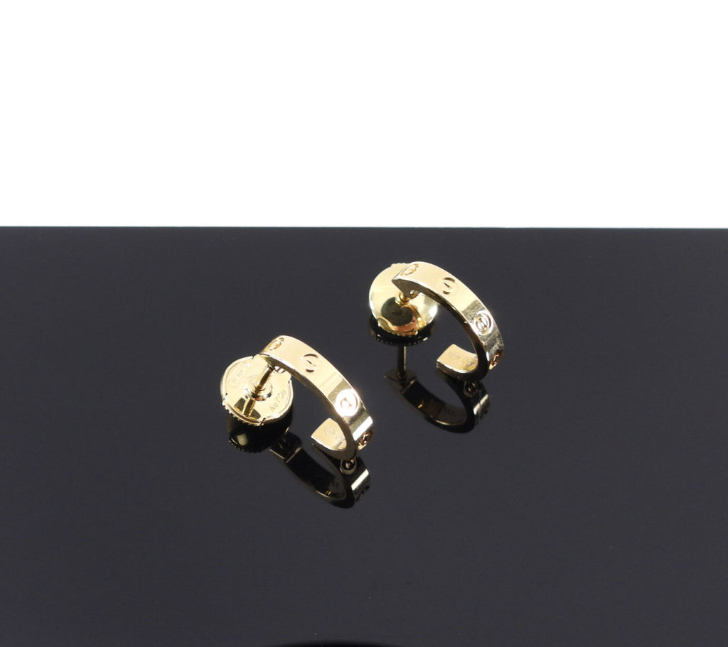Cartier 18k Yellow Gold Love Hoop Earrings Small Model