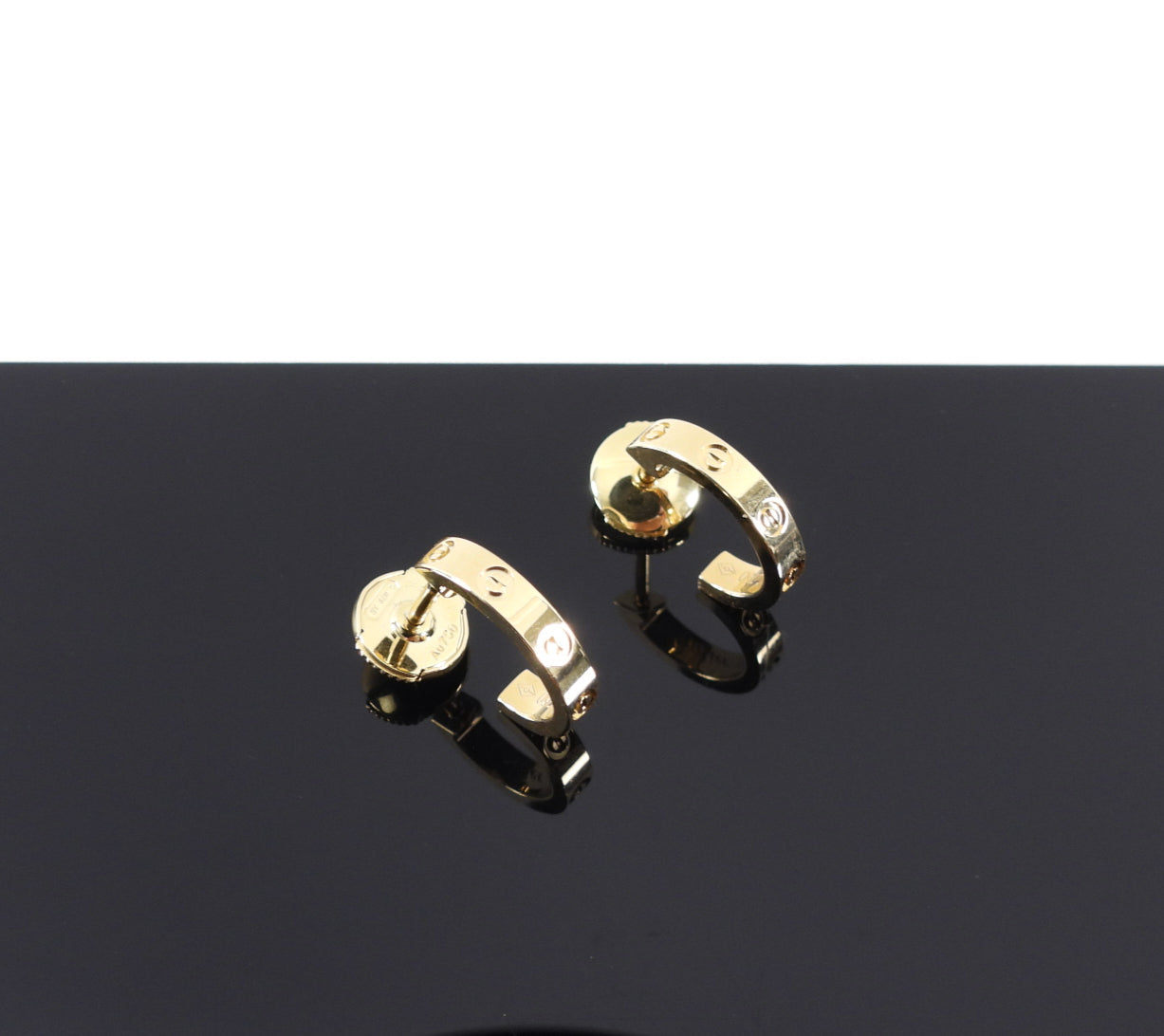 Cartier 18k Yellow Gold Love Hoop Earrings Small Model