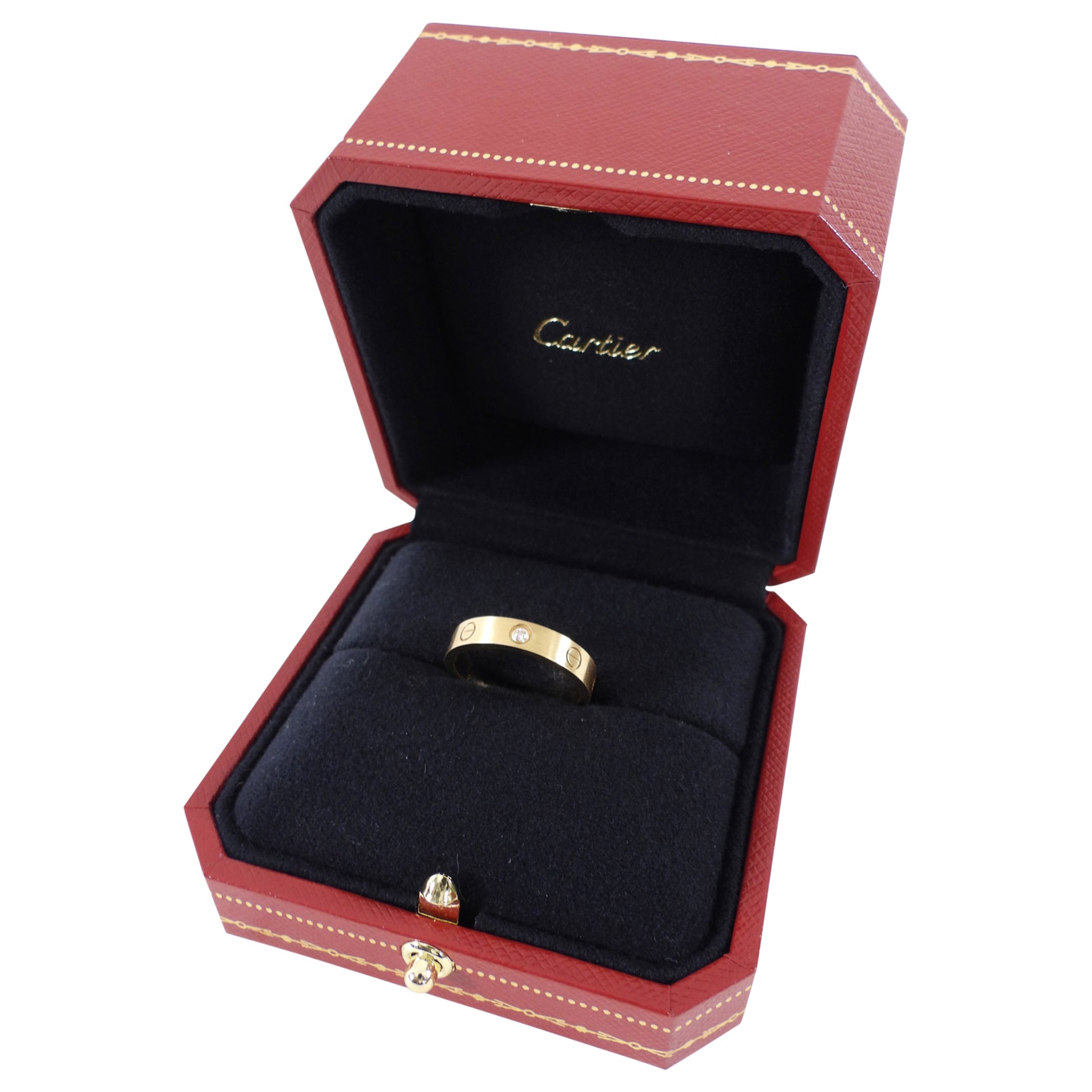 Cartier 18k Yellow Gold 1 Diamond Small Model Love Ring - 55 / 7.25