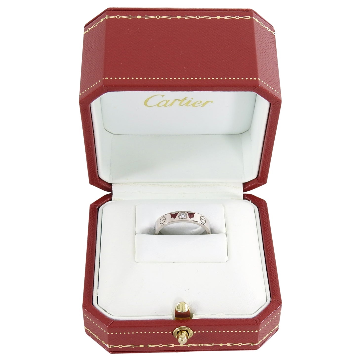 Cartier Love Diamond 18k White Gold Wedding Band Ring 4mm - 52 / 6