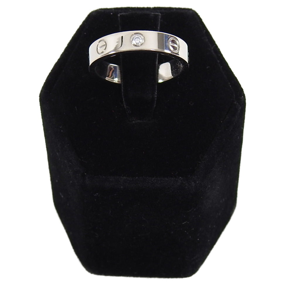 Cartier Love Diamond 18k White Gold Wedding Band Ring 4mm - 52 / 6