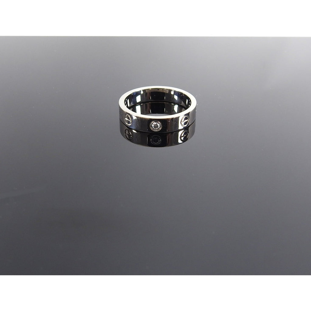Cartier Love Diamond 18k White Gold Wedding Band Ring 4mm - 52 / 6