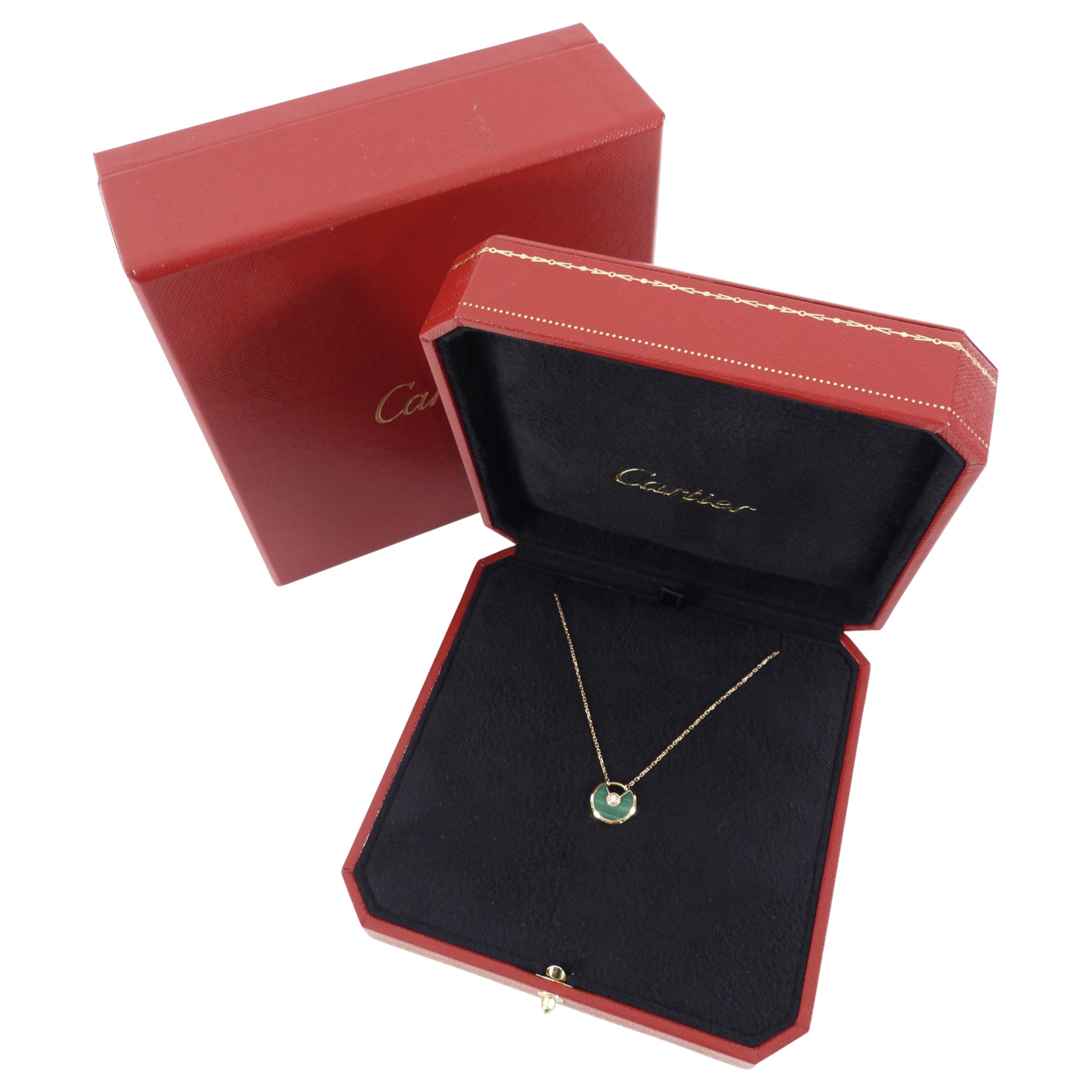 Cartier Amulette de Cartier 18k Gold with Diamond and Malachite Necklace