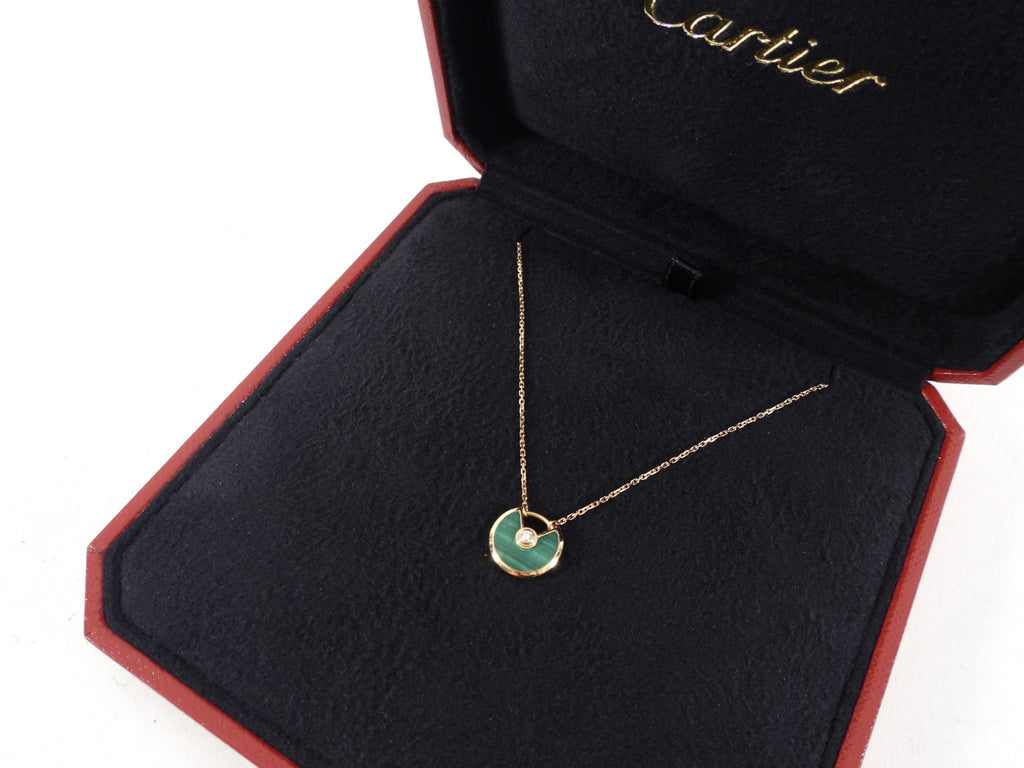 Cartier Amulette de Cartier 18k Gold with Diamond and Malachite Necklace