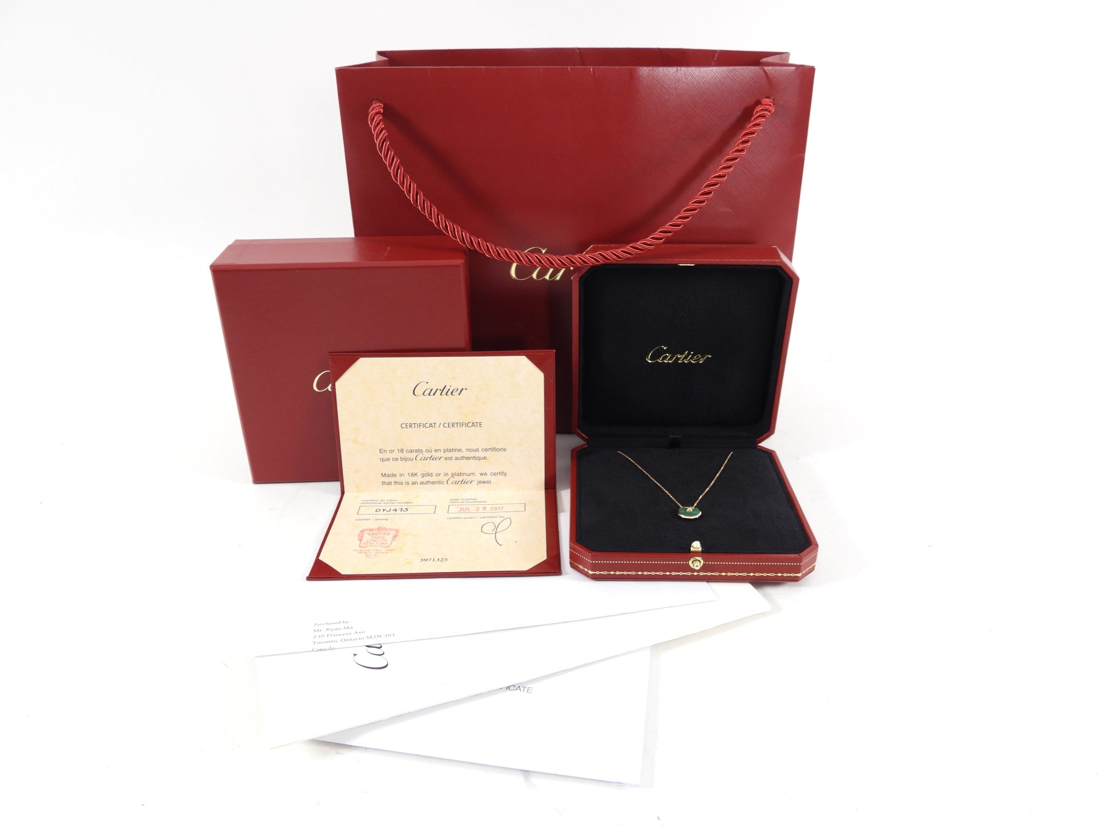 Cartier Amulette de Cartier 18k Gold with Diamond and Malachite Necklace