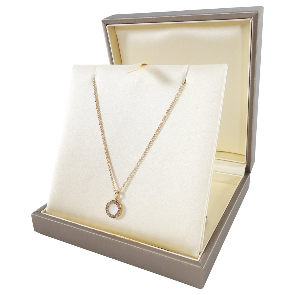 Bvlgari Bvlgari Mini 18k Rose Gold Mother Of Pearl Pendant Necklace