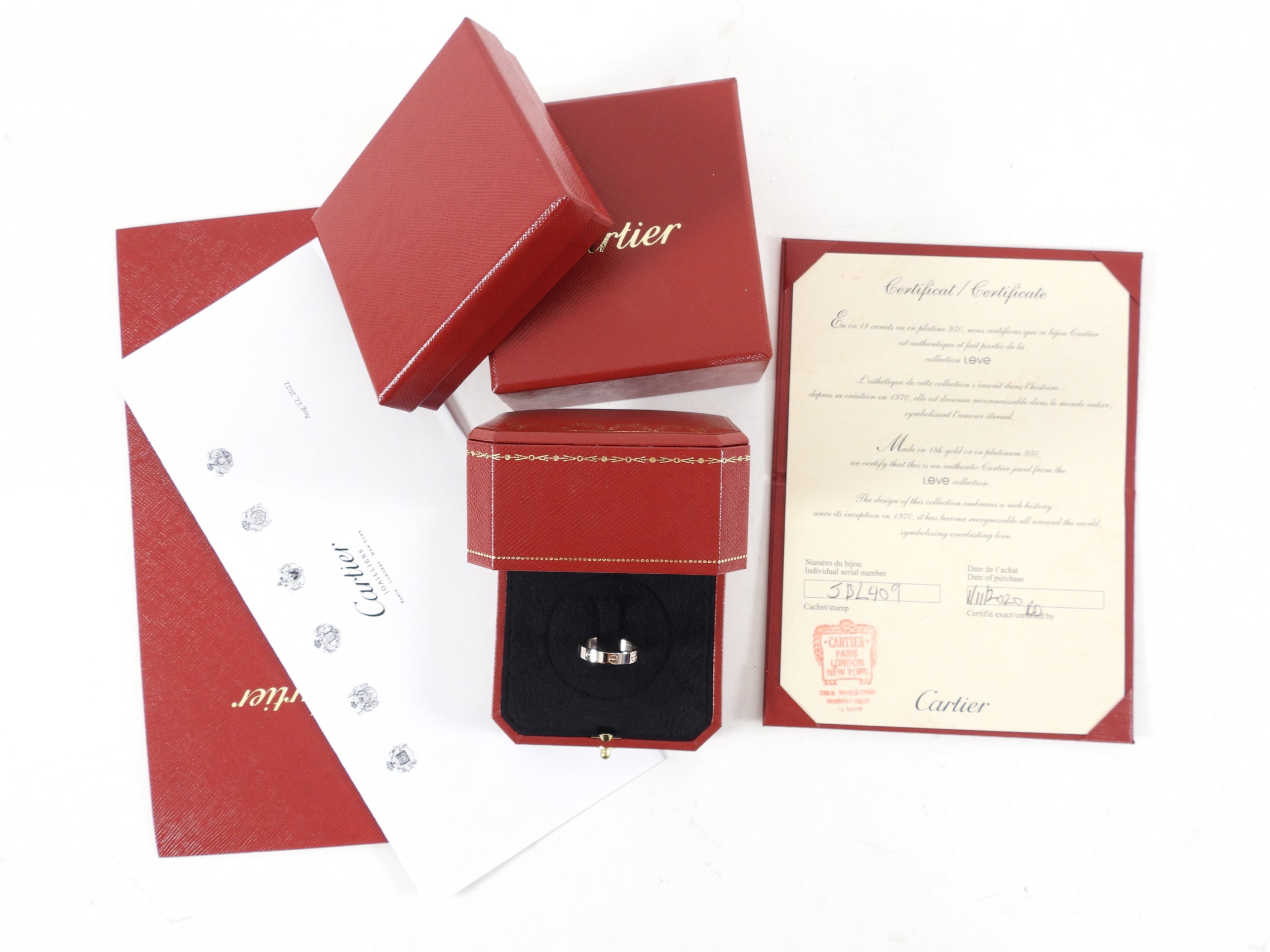 Cartier 18k White Gold Thin Love Wedding Band Ring - 55 / 7-1/4