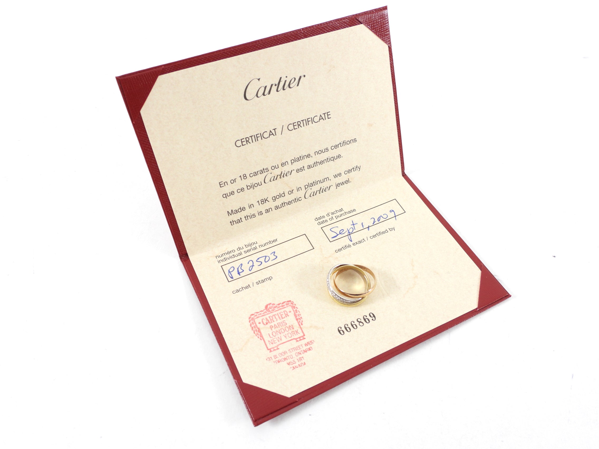 Cartier 18k Tri-Color Gold Diamond Small Model Trinity Ring