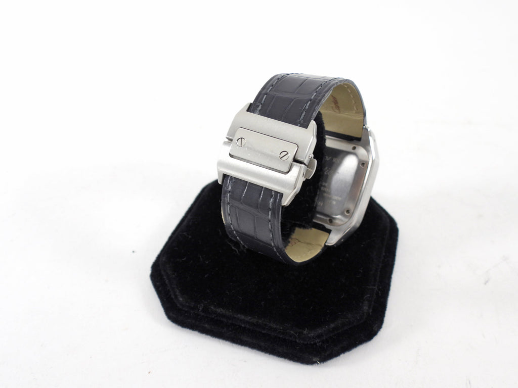 Cartier Santos 100 Stainless Steel Alligator Band Automatic Watch 2878
