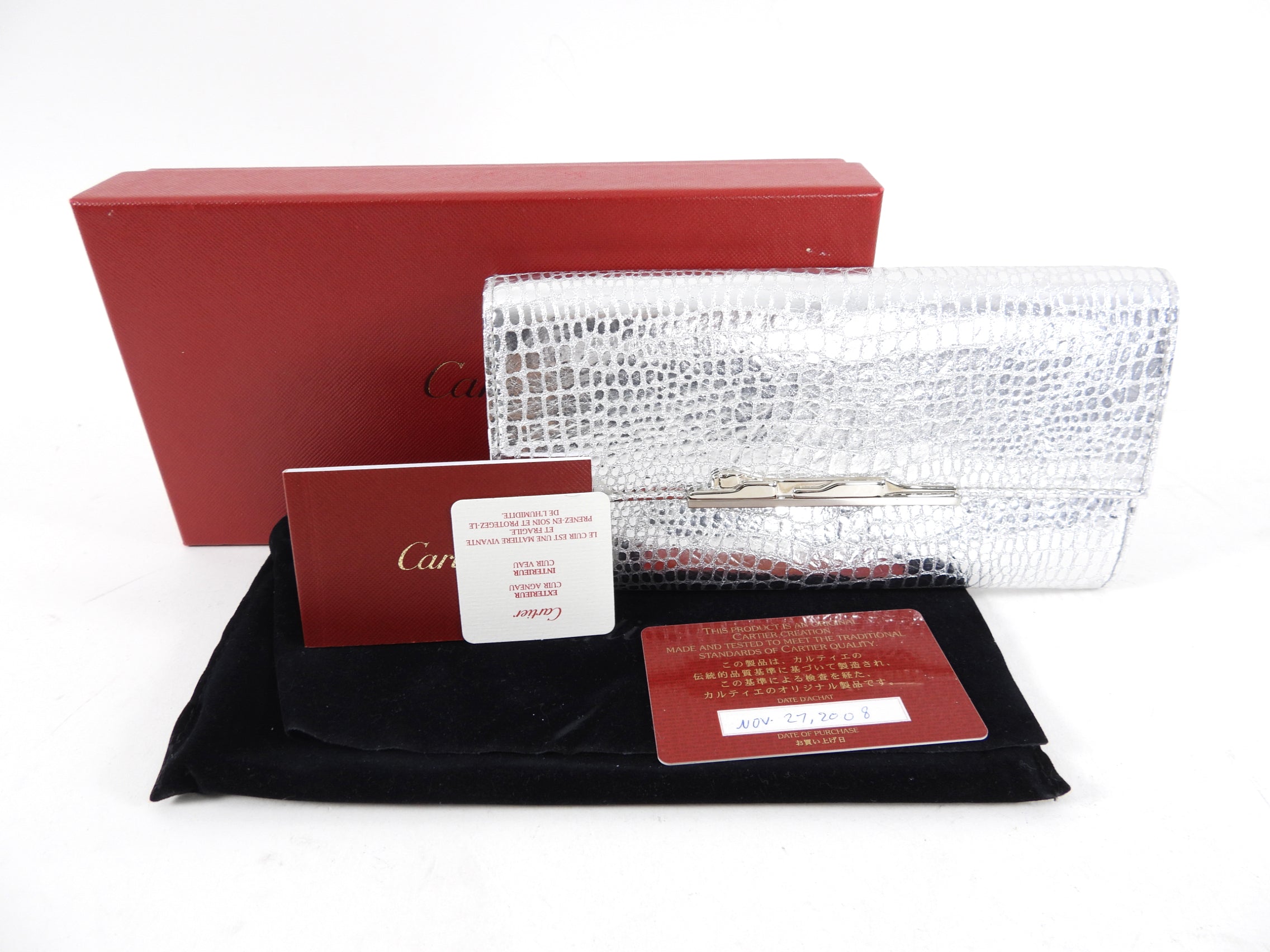 Cartier Vintage 2008 Silver Leather Continental Wallet
