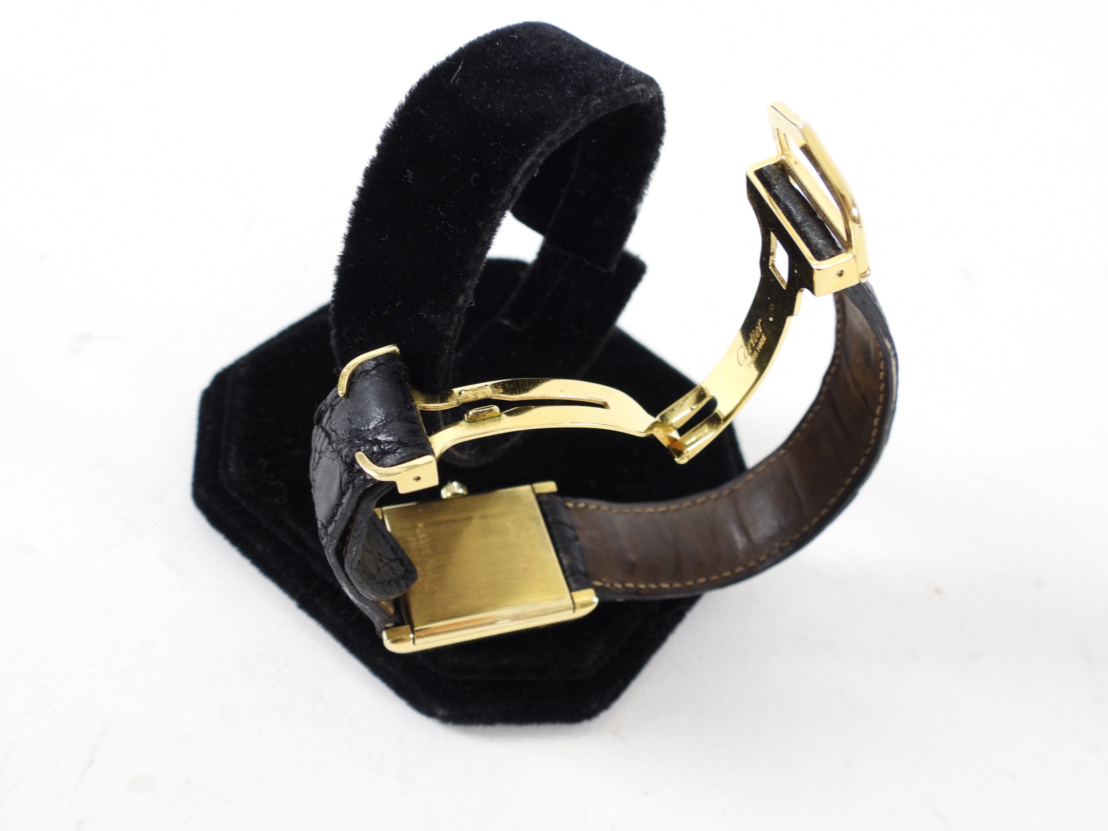 Cartier Vintage 1980's Tank Watch with Black Strap