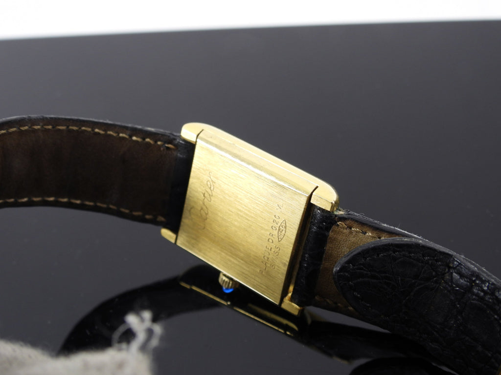 Cartier Vintage 1980's Tank Watch with Black Strap