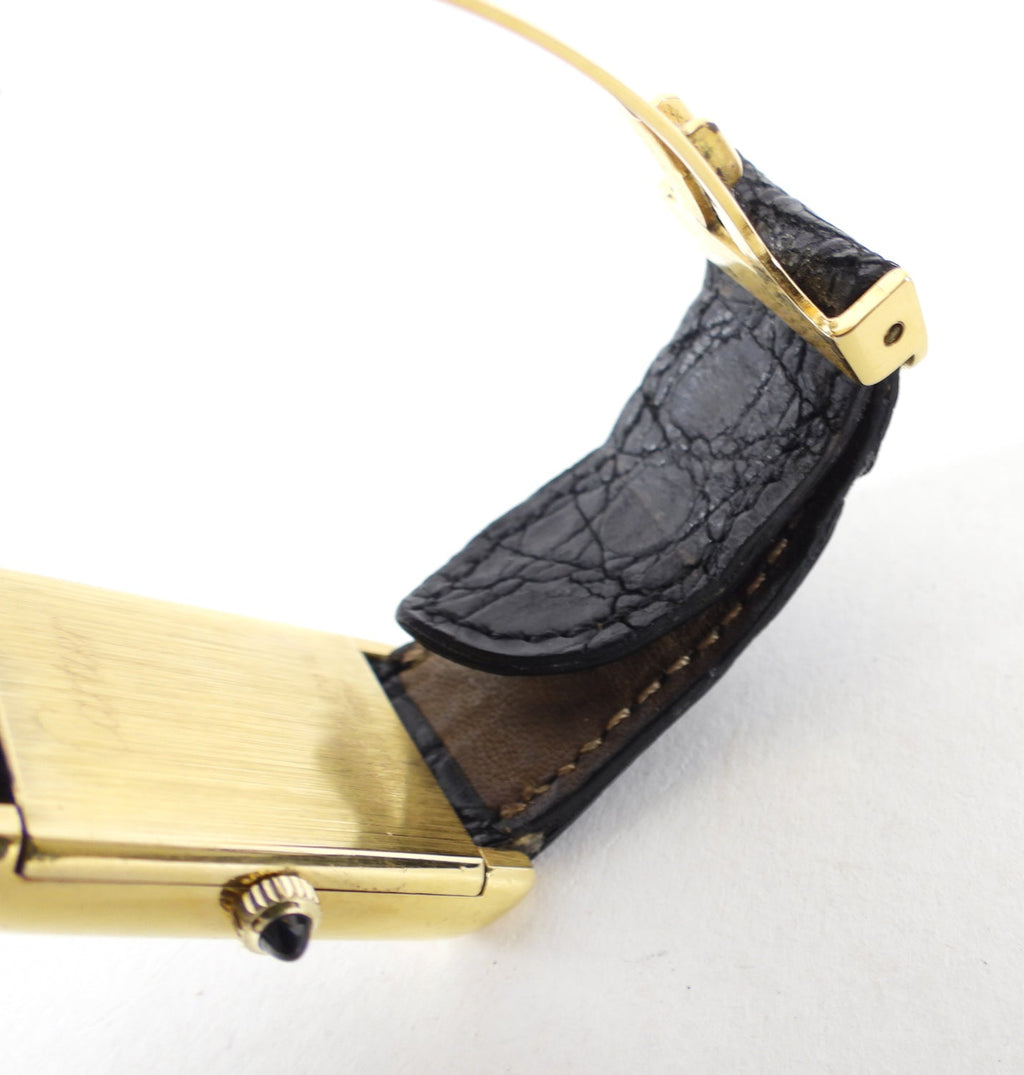 Cartier Vintage 1980's Tank Watch with Black Strap