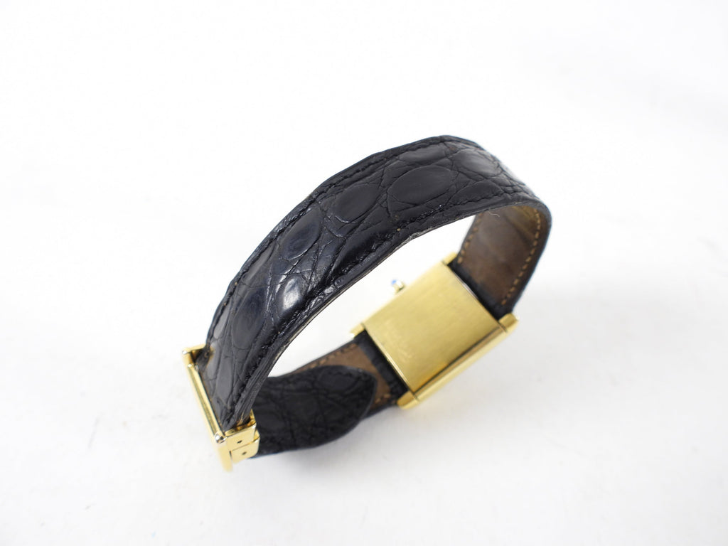 Cartier Vintage 1980's Tank Watch with Black Strap