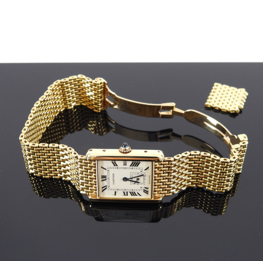 Cartier 18k Yellow Gold Tank Louis Grain de Riz Watch
