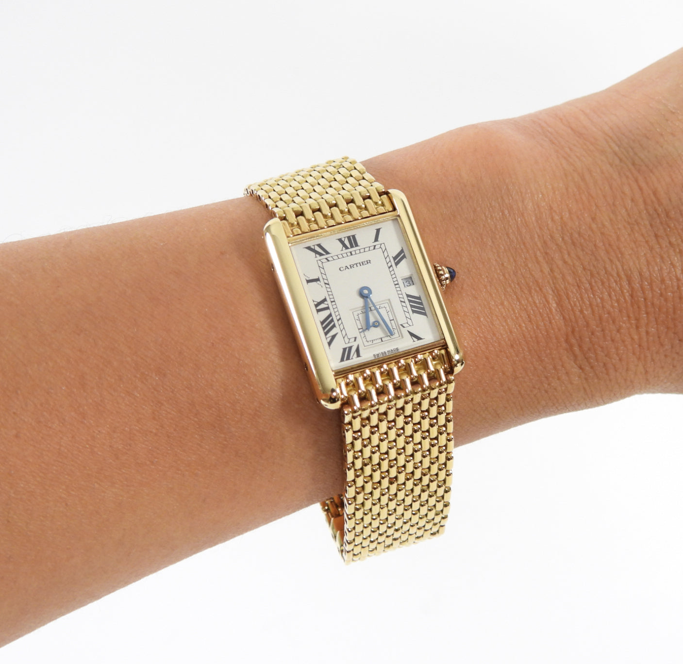 Cartier 18k Yellow Gold Tank Louis Grain de Riz Watch