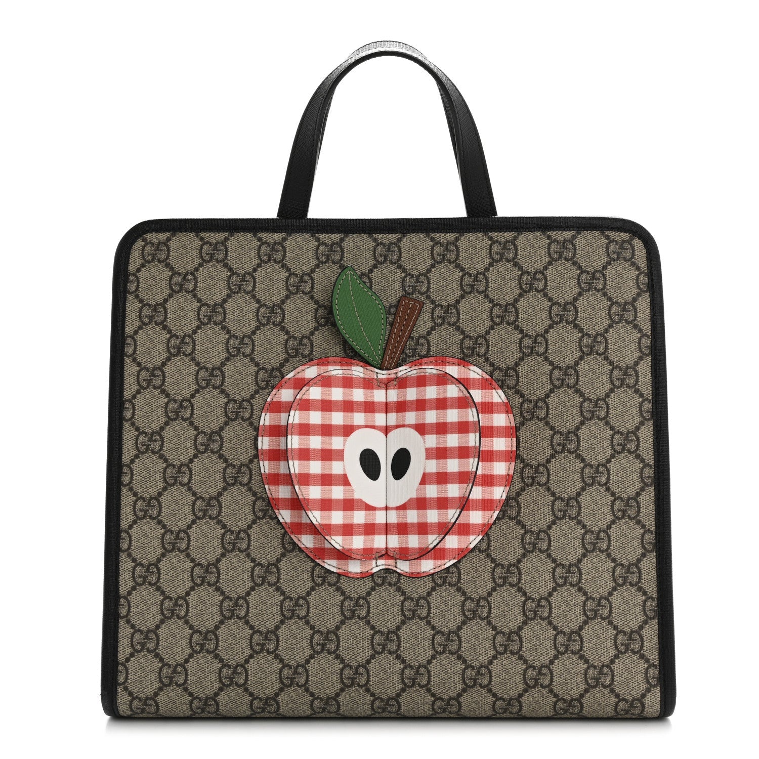 GG Supreme Monogram 3-D Apple Childrens Tote Black
