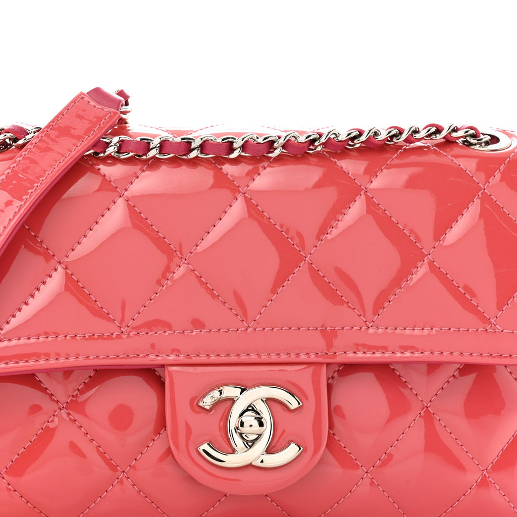 Patent Quilted Small Coco Shine Flap Pink