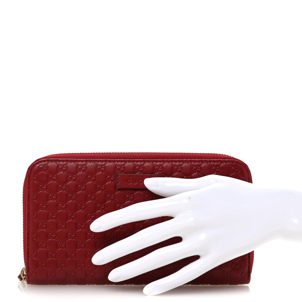 Microguccissima Zip Around Wallet Red