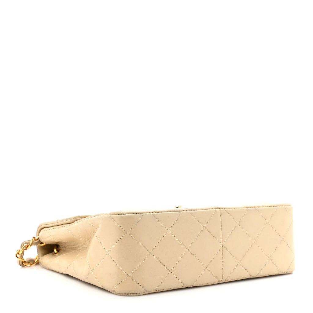 Lambskin Quilted Small Single Flap Beige