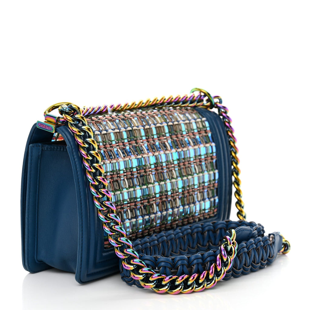 PVC Thread Woven Medium Boy Flap Dark Blue