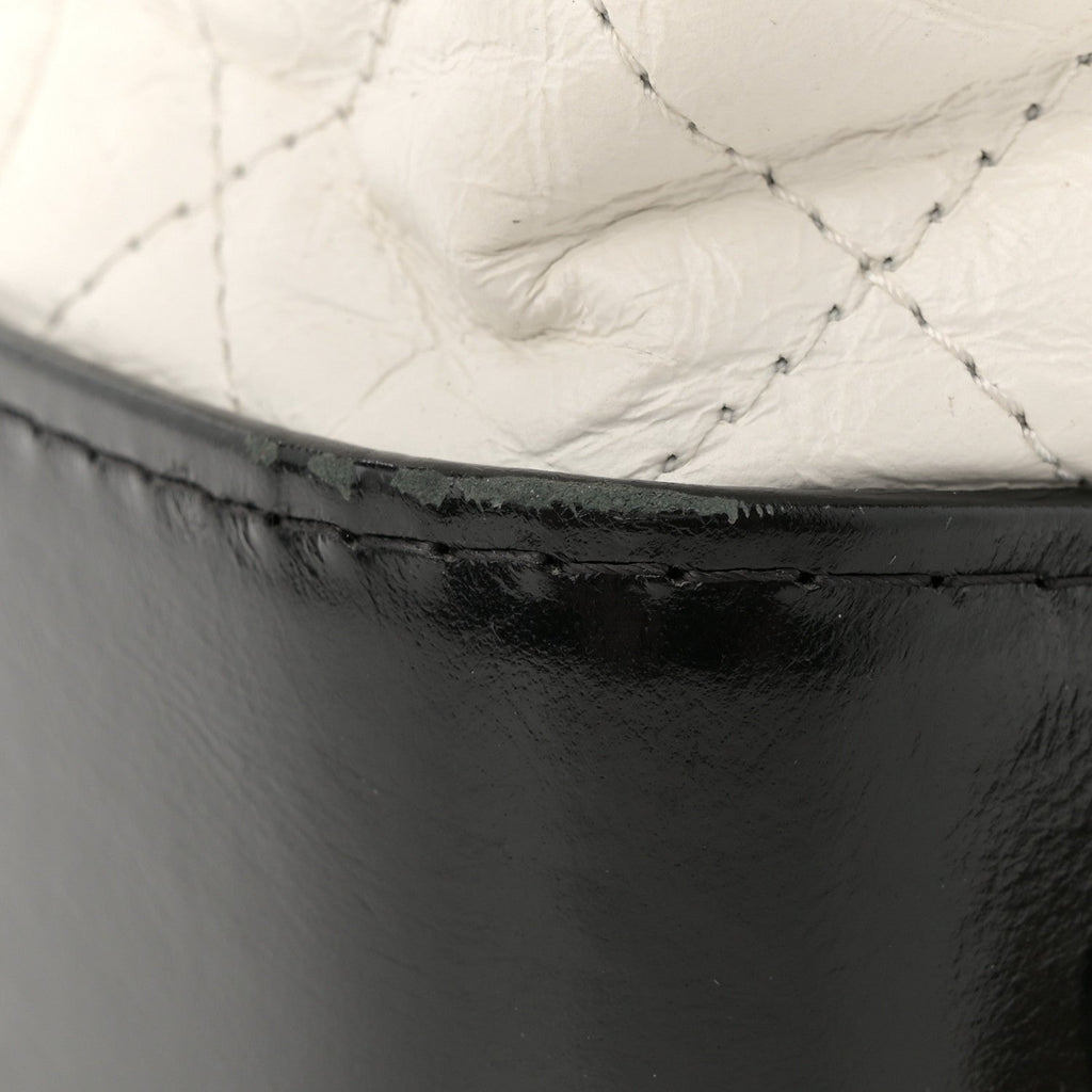 Aged Calfskin Quilted Gabrielle Backpack Black White