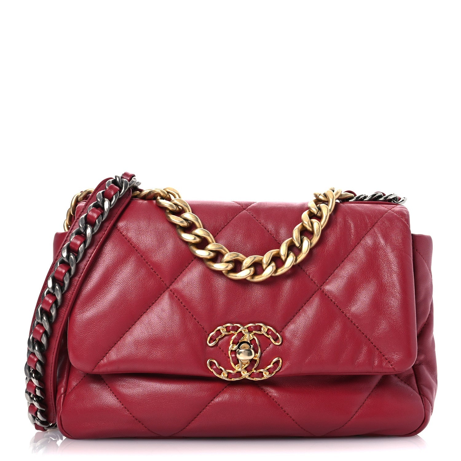 Goatskin Quilted Medium Chanel 19 Flap Red