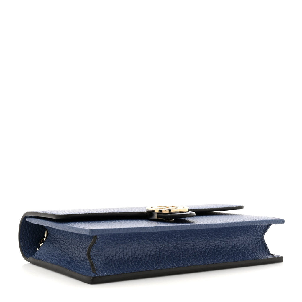 Dollar Calfskin Interlocking G Chain Wallet Caspian