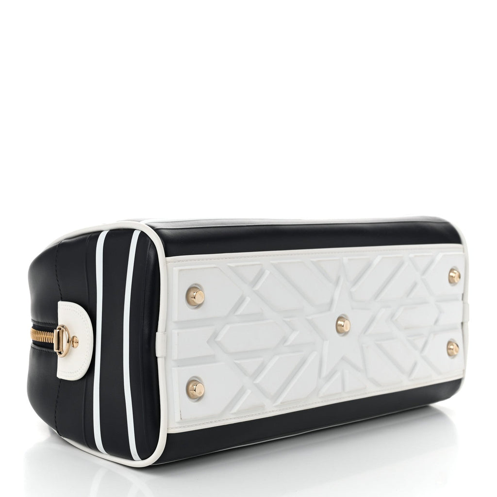 Calfskin Small Dior Vibe Zip Bowling Bag Blue White