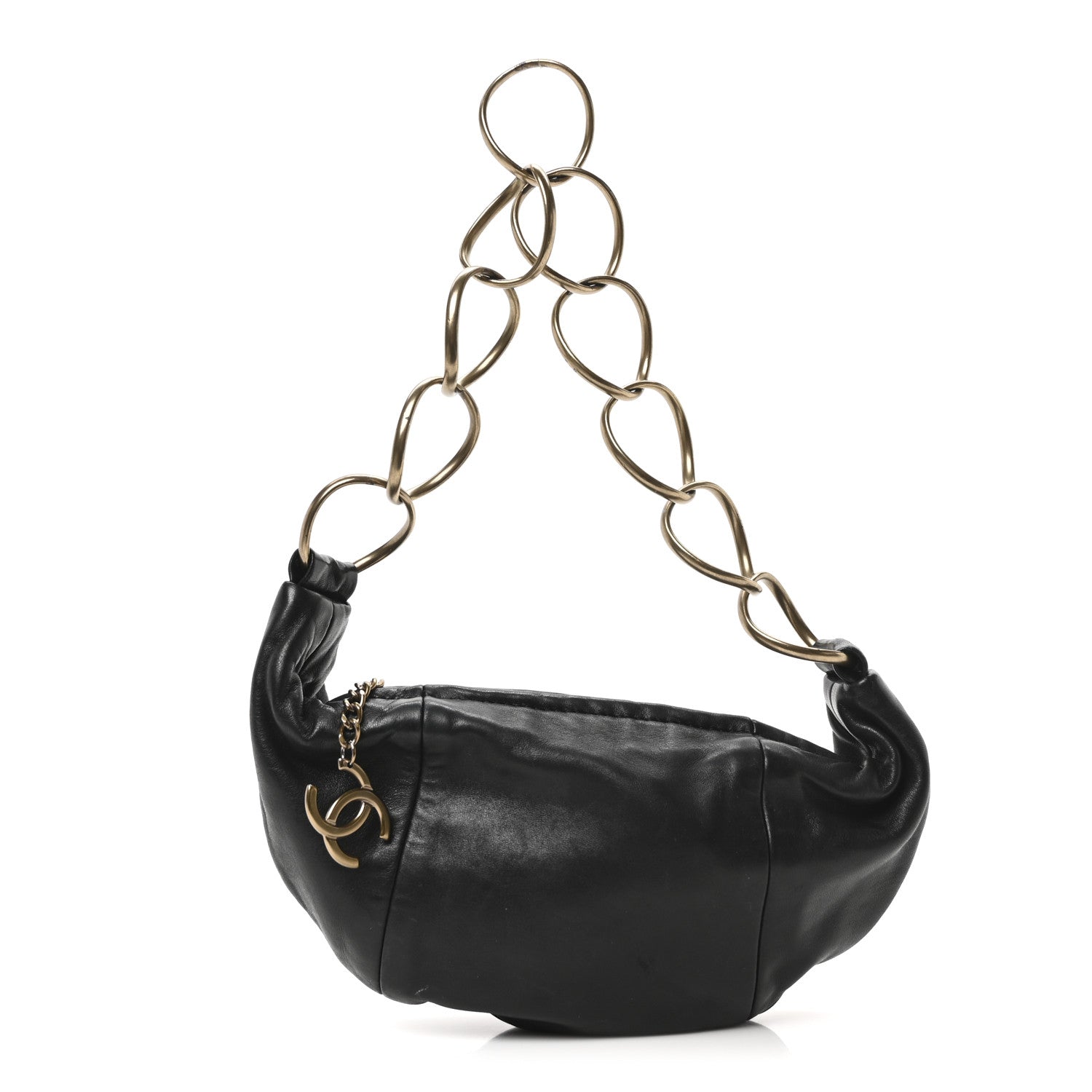 Lambskin Small Chain Hobo Black