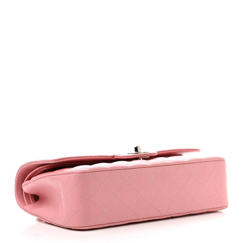 Caviar Quilted Medium Double Flap Light Pink