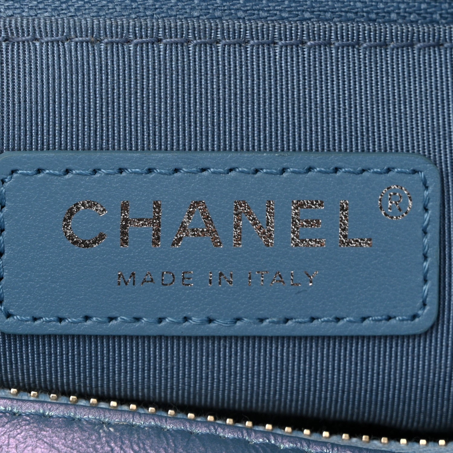 Iridescent Aged Calfskin Quilted Small Gabrielle Hobo Blue