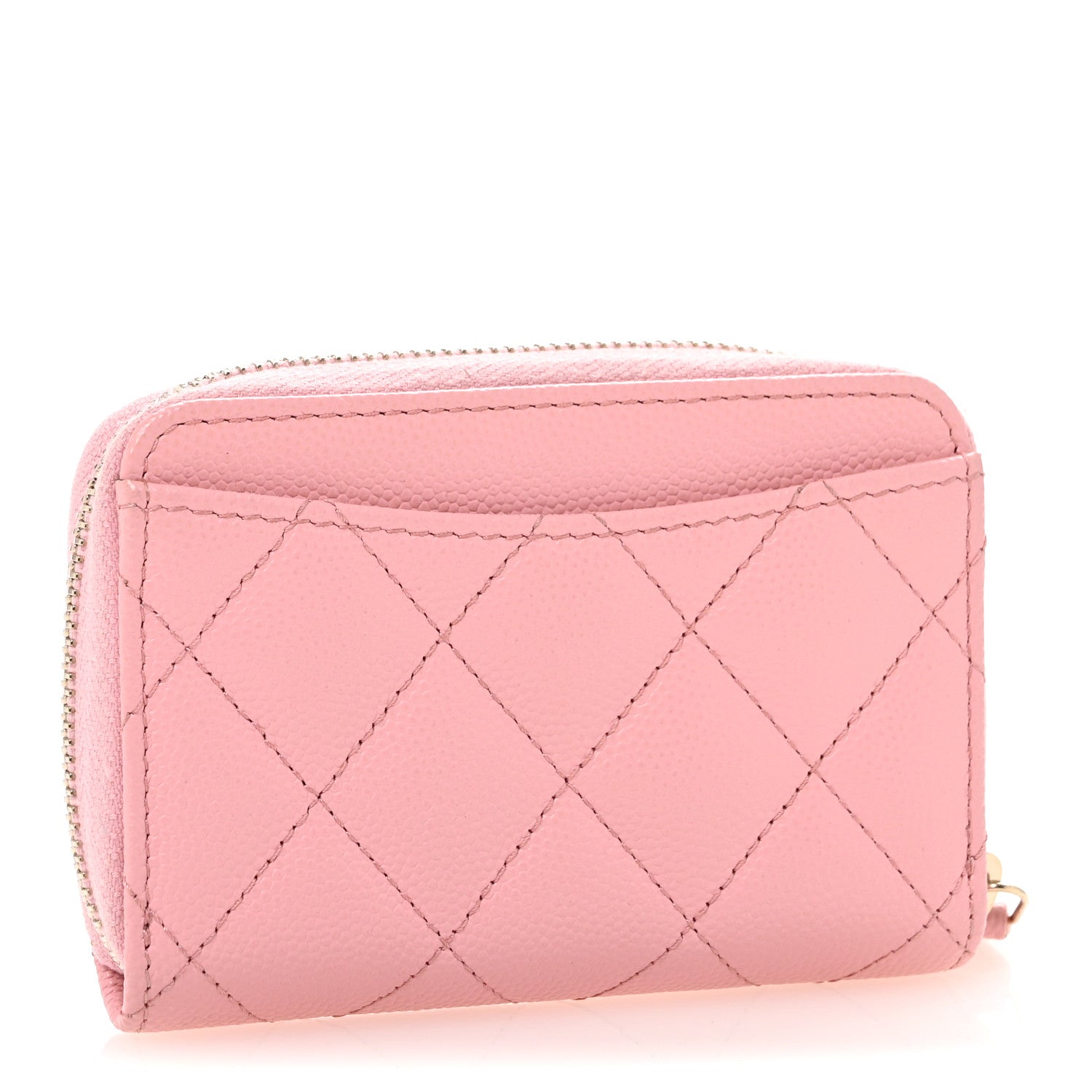 Caviar Quilted Zip Coin Purse Light Pink