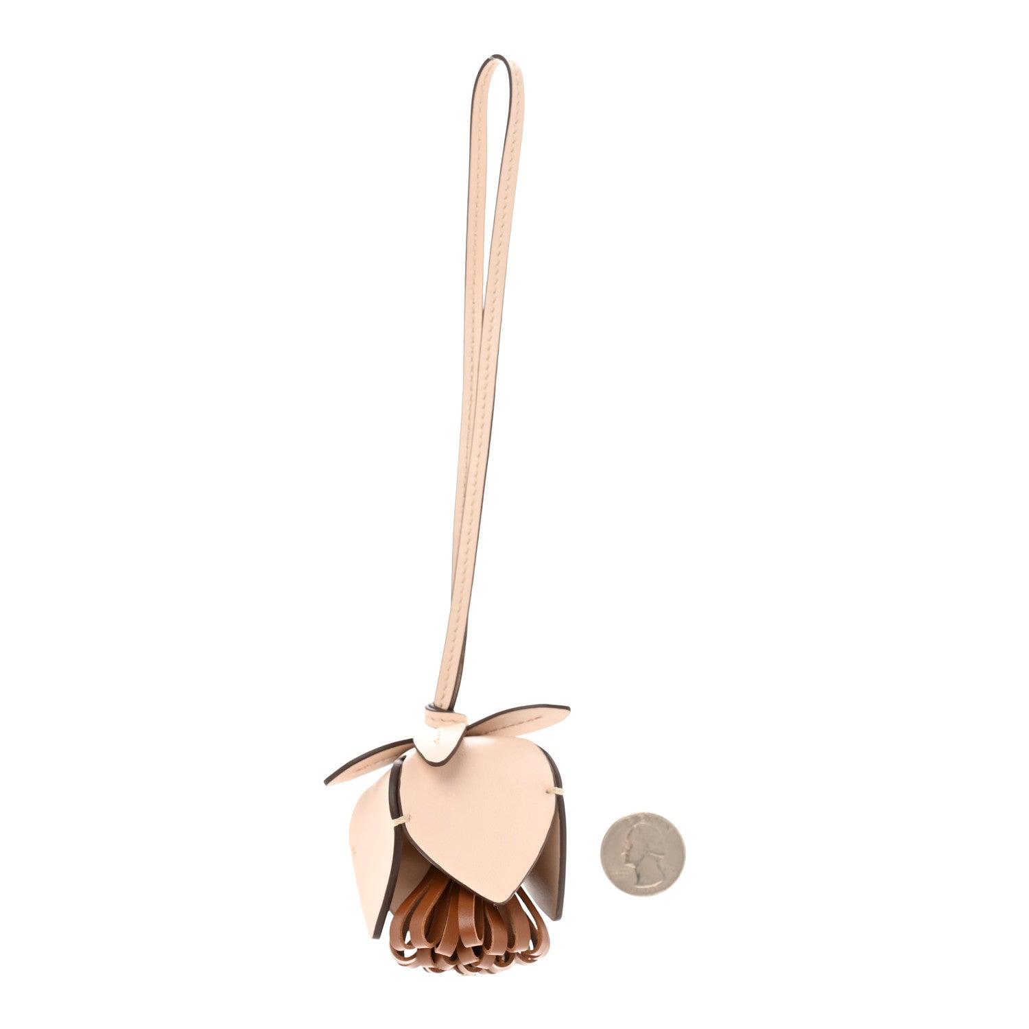 Calfskin Trick Bag Charm Powder Beige Cognac
