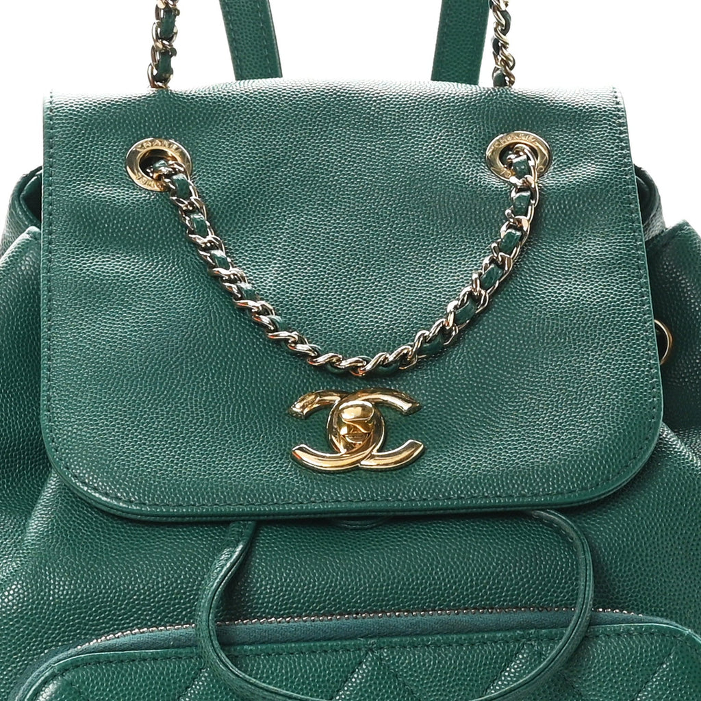 Caviar Quilted Business Affinity Backpack Green